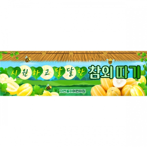 [파티붕붕] D6104 텃밭체험 현수막 / 어린이집 참외 현수막 유치원 오감 과일놀이 포토존 제작