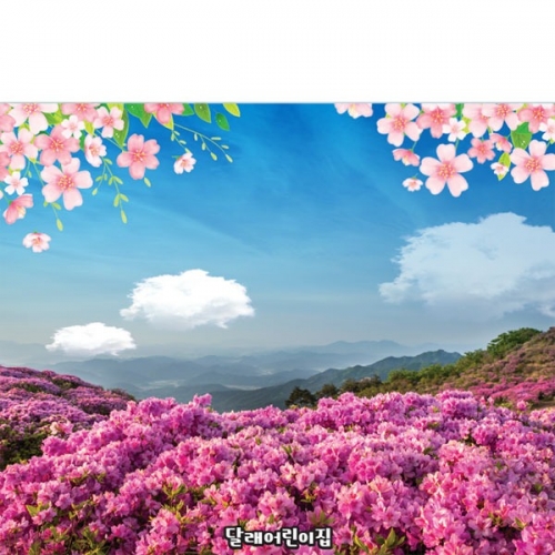 [파티붕붕]D4244 봄배경 현수막 / 유치원 어린이집 진달래 벚꽃 배경 현수막 포토존 제작