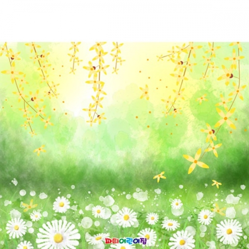 [파티붕붕]D4201 봄배경 현수막 / 유치원 어린이집 민들레 개나리 봄 꽃배경 현수막