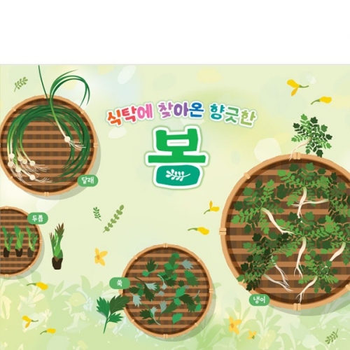 [파티붕붕]D4245 봄 현수막 / 봄나물 현수막 어린이집 유치원 봄배경 포토존 제작