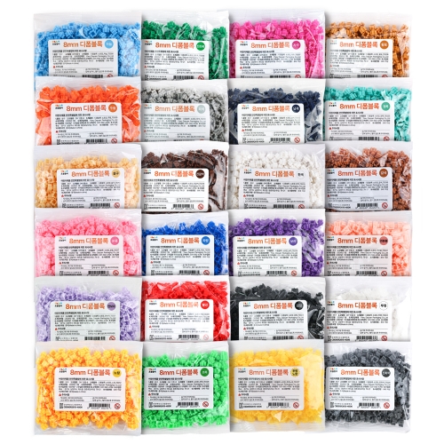 [오늘놀이] 8mm 디폼블록 소포장 300pcs(24색 택1/부자재 추가 구매/KC인증)
