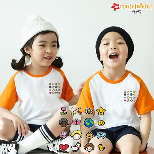 국산 순면 나그랑 반팔 티셔츠 면티 픽셀프렌즈 심플 