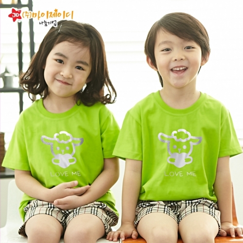 국산 순면 반팔 반짝반짝 포일 아트 티셔츠 러브미 실버포일 