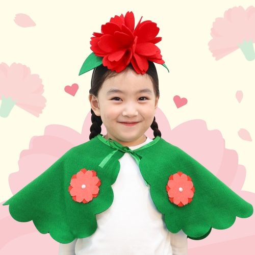 [오늘놀이] 카네이션 의상 세트(머리띠, 망토 포함/역할놀이/어버이날/KC인증)