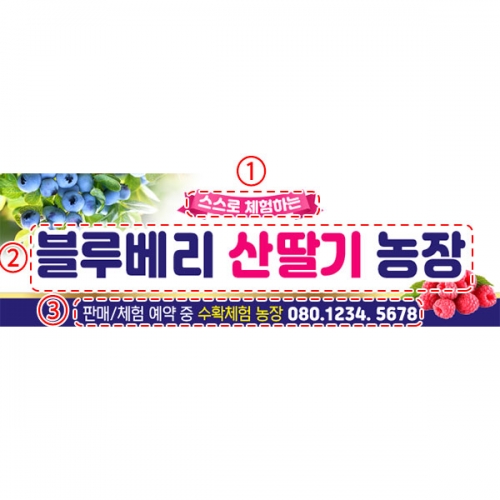 [파티붕붕] D5802 현수막 / 블루베리 산딸기 현수막 과일 판매 체험 플랜카드 제작