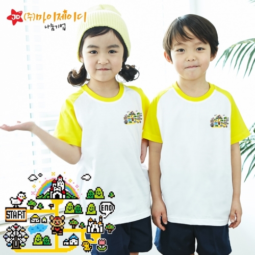 국산 순면 나그랑 반팔 티셔츠 면티 놀이동산탐험대 심플 