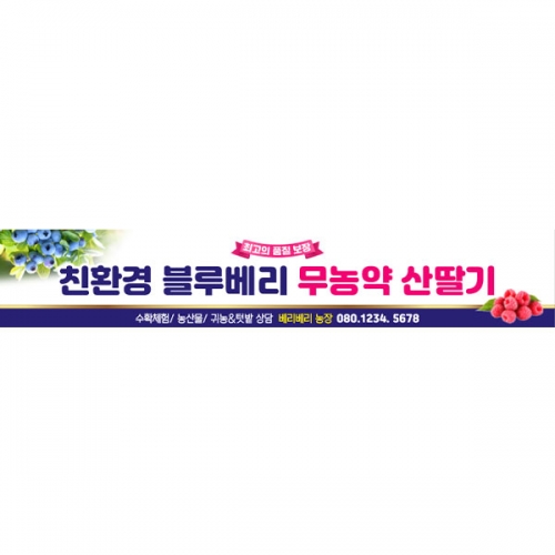 [파티붕붕] D5802 현수막 / 블루베리 산딸기 현수막 과일 판매 체험 플랜카드 제작