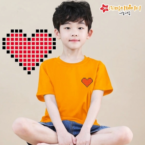 국산 시원한 쿨론 반팔 티셔츠 기능성 스포츠웨어 쿨티 모두의하트 심플 