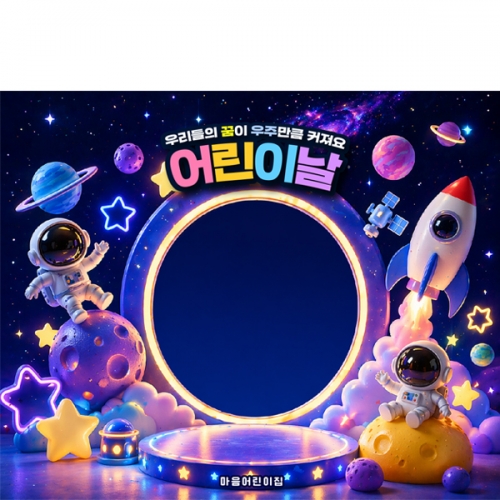 [파티붕붕] D7057 어린이날 현수막 / 어린이집 5월 가정의달 행사 현수막 유치원 우주 행성 포토존