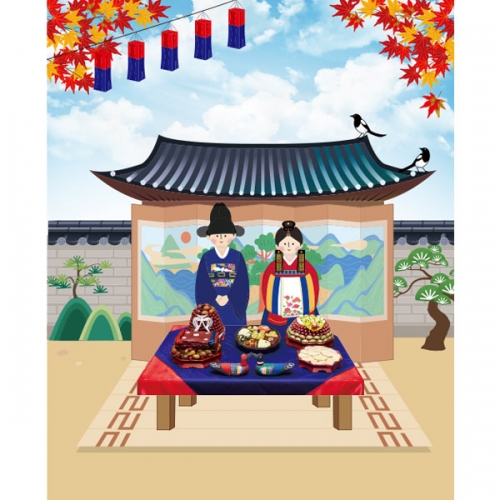 [파티붕붕] D3421 전통결혼 현수막 / 어린이집 유치원 전통혼례 배경 현수막 포토존 제작