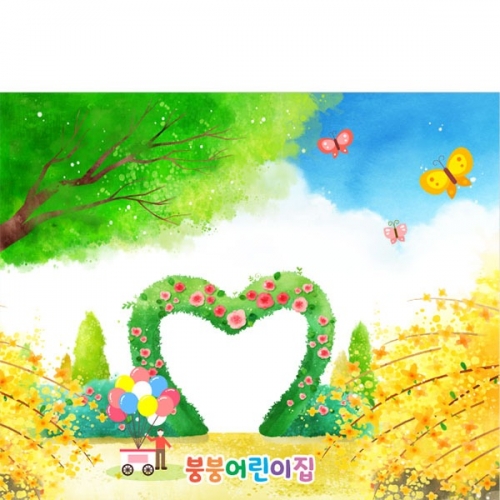 [파티붕붕]D4137 봄 현수막 / 어린이집 유치원 봄꽃 개나리 배경 포토존 현수막 제작