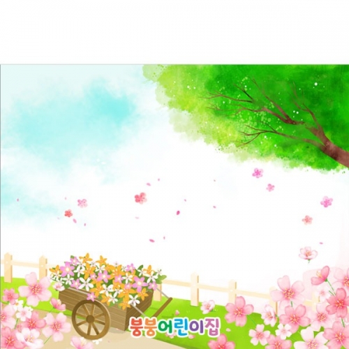 [파티붕붕]D4136 벚꽃 현수막 / 봄배경 현수막 유치원 어린이집 꽃 배경 포토존 제작