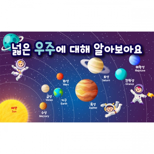 [파티붕붕] D4869 현수막 / 어린이집 우주 체험 현수막 유치원 지구 행성 포토존