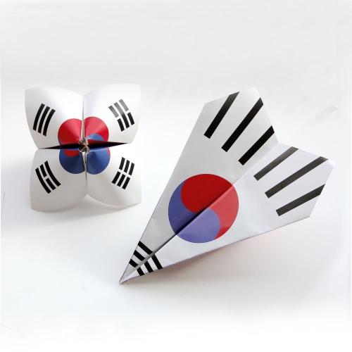 [키즈비전] 태극기동서남북 종이비행기 접기 만들기 키트 유아 미술 놀이 교구 (10개세트)