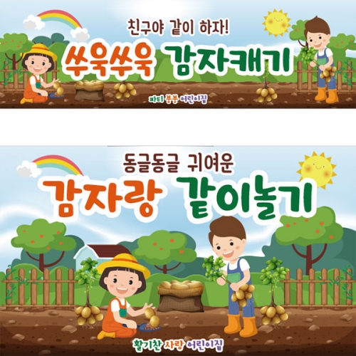 [파티붕붕] D3238 감자 현수막 / 유치원 어린이집 텃밭 감자캐기 체험 현수막 제작