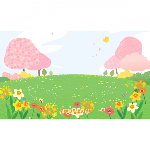 [파티붕붕] D4183 봄 현수막 / 봄꽃 배경 현수막 어린이집 유치원 벚꽃 포토존