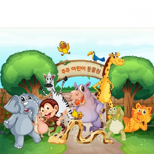 [파티붕붕] D4368 동물 현수막 / 숲속 동물 현수막 동물원 동물농장 포토존 제작