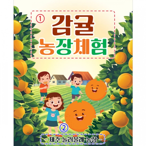 [파티붕붕] D3167 촉감놀이 현수막 / 유치원 어린이집 오렌지 한라봉 천혜향 귤 오감 체험학습 현수막