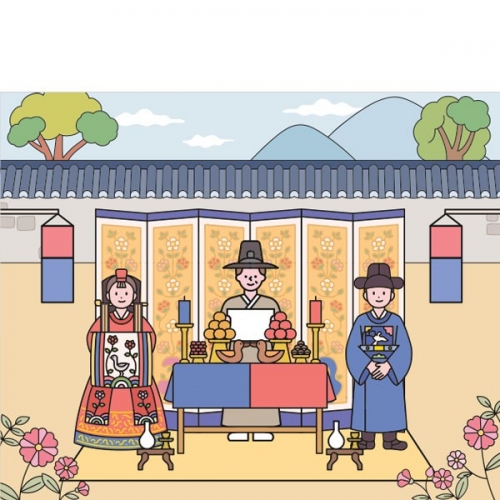 [파티붕붕] D3419 전통혼례 현수막 / 유치원 어린이집 결혼식 현수막 전통 결혼 플랜카드