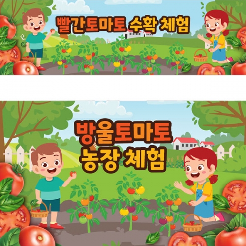 [파티붕붕] D3255 과수원 현수막 / 방울 토마토 농장 현수막 유치원 어린이집 텃밭 체험 플랜카드