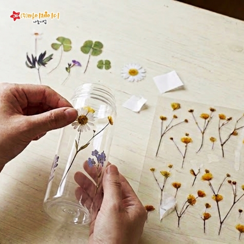 환경사랑 국산 정품 젖병소재 냉온 겸용 에코젠 보틀 물병 _꽃스티커 꾸미기세트(뚜껑색상랜덤)
