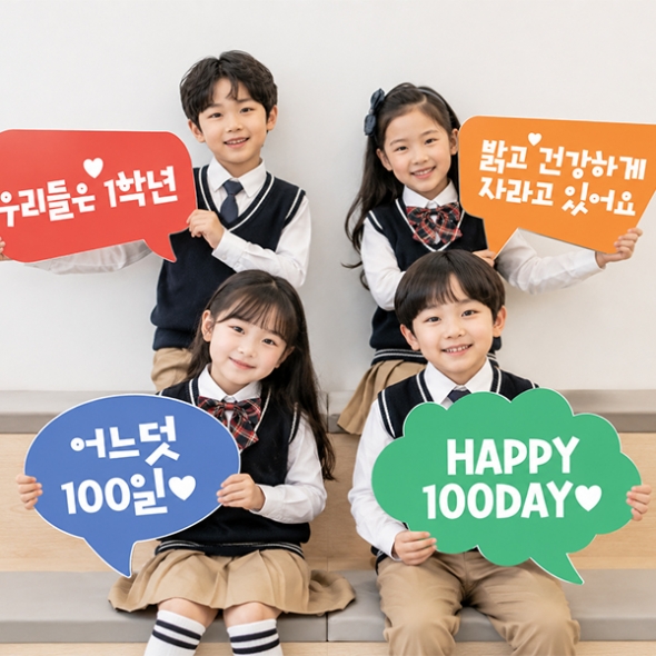 [파티붕붕] 입학 백일 축하 피켓 170 / 어린이집 입학 100일 말풍선 포토존 유치원 등원백일 촬영소품