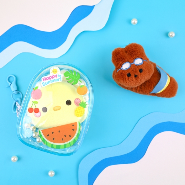 [오늘놀이] 여름 투명 파우치 키링 만들기(스티커 2종 포함/바다/고래/과일/PVC/방수)