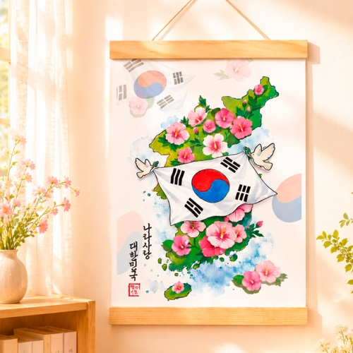 [탑키드] 나라사랑 태극기 무궁화 지도 우드 족자 만들기(다회용 액자)
