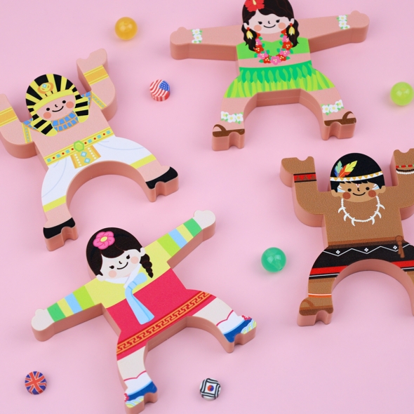 [오늘놀이] 지구촌 친구 쌓기 블록 20P(세계여러나라/전통의상/밸런스/사람쌓기/KC인증)