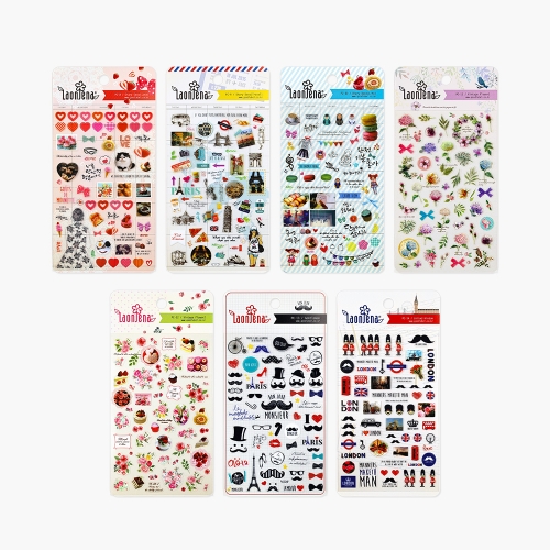 [예현] 다이어리 데코 스티커(7종 택1/레터링/꽃잎/랜드마크/KC인증)