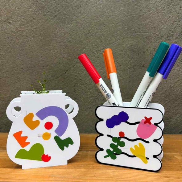 DIY 아크릴 화분 연필꽂이 만들기 / 옵션선택 꾸미기재료 연필보관함 컬러링재료