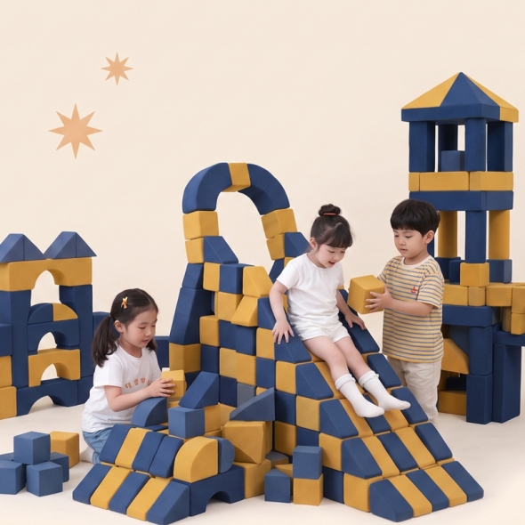 (대형교구) 큐브 헝겊 자석 대형블록 100pcs 미끄럼틀 자동차 캐슬 탑 쇼파