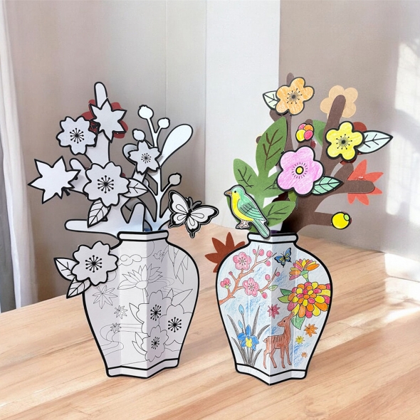 DIY 페이퍼 컬러 드로잉 꽃화분 / 드로잉팟 플라워 컬러링 화분 만들기