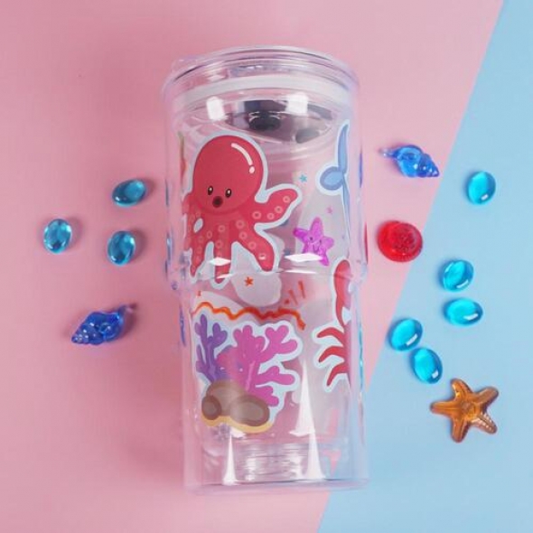 바다 생물 투명 텀블러 꾸미기 DIY 키트 (스티커포함)