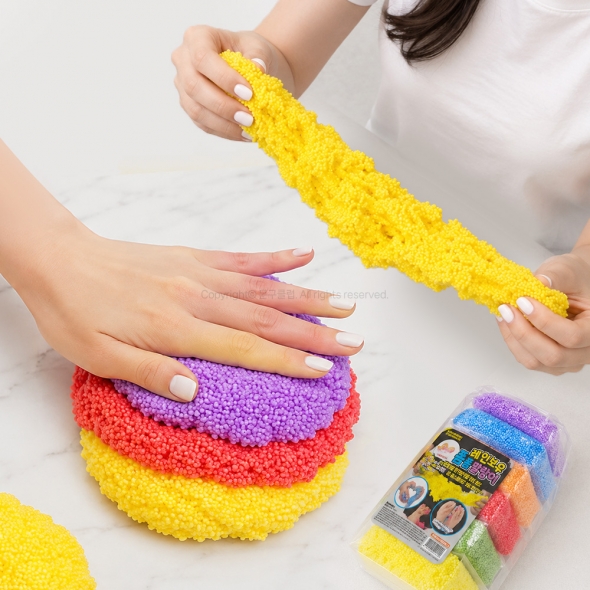 레인보우 폼폼말랑이 / 6색세트 쫀득 주물럭 스트레스볼 슬라임