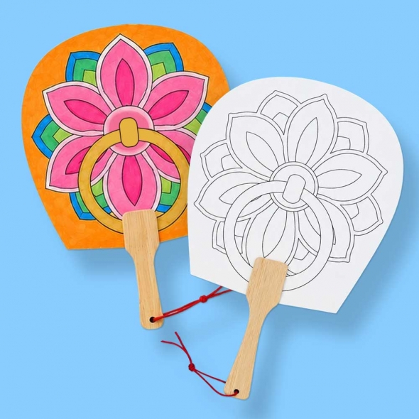 뮤즈 그리기 나무부채 평부채 만들기 6종 / 디자인옵션 여름 미술 재료