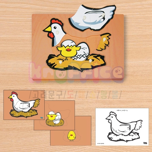 [몬테소리]닭 성장 퍼즐(3단겹침)