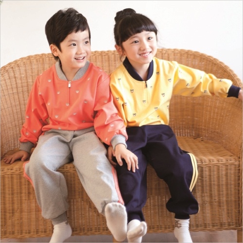 활동복1315-연노랑 곰돌이+곤색 반지퍼 / 5벌세트