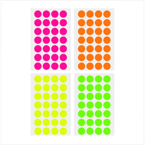 형광 원형 스티커(6매)19mm (색상선택) 3007