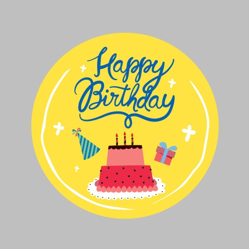 [스티커]해피벌스데이(생일)_노랑 (10매)