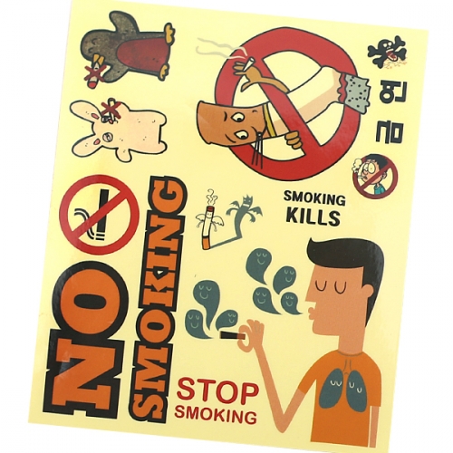 [펠트친구][금연교육]동물친구 금연 투명스티커(8매)