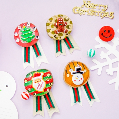크리스마스 우드 브로치만들기 10set diy