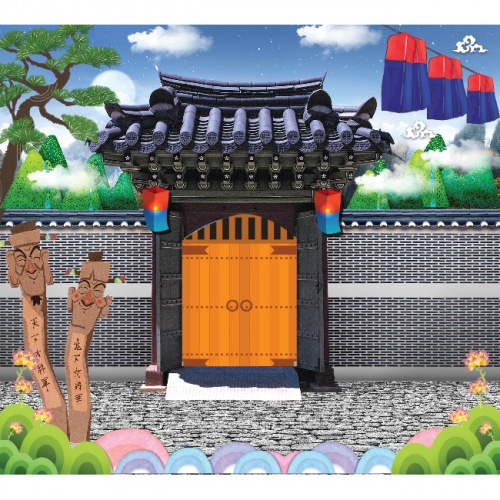 [키즈파람] 전통배경현수막 058