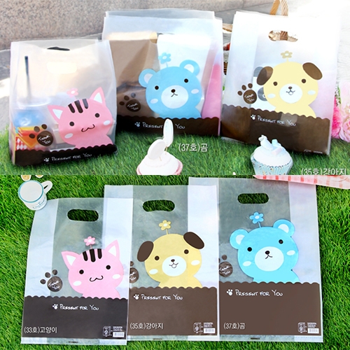 D06 애니멀(고양이/강아지/곰)비닐백