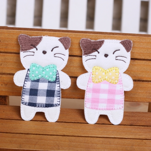 [펠트친구] 체크 원피스 고양이 와펜