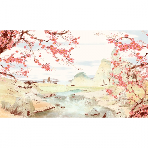 [키즈파람] 전통배경현수막 077 - 산수화