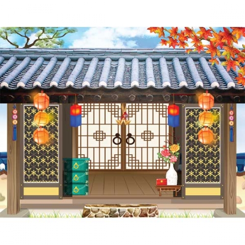 [키즈파람] 전통배경현수막 084 - 기와집