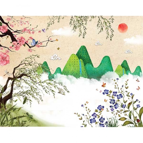 [키즈파람] 전통배경현수막 086 - 산수화