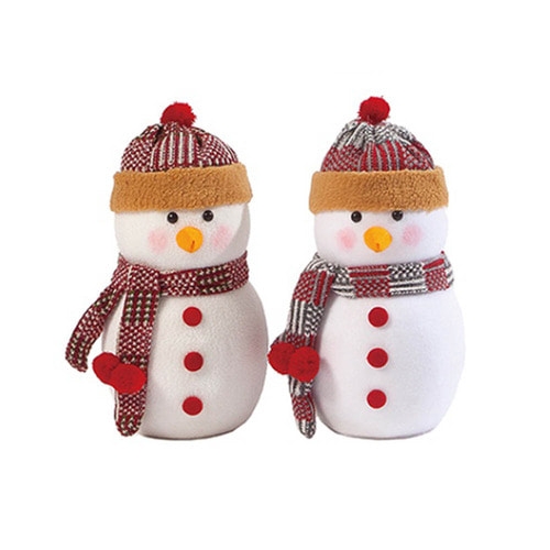 크리스마스 장식 체크 눈사람 16cm (랜덤발송)