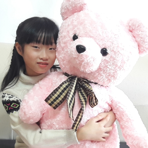 러브리본빅베어/핑크장미곰/국산/대형곰인형쿠션